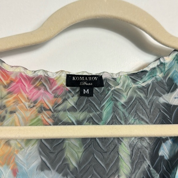 Komarov Black Floral Midi Asymmetrical Lagenlook 3/4 Sleeve Dress Medium - Picture 5 of 12